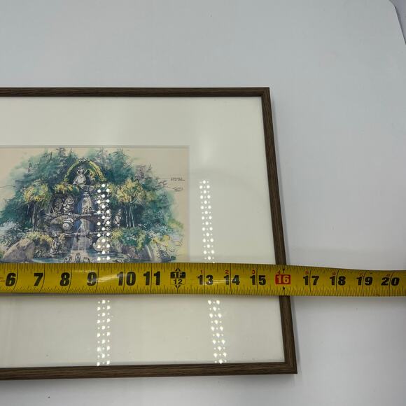 The Disney Gallery Snow White Grotto Watercolor by John Hench 1960 w/ COA Tokyo - Picture 12 of 14